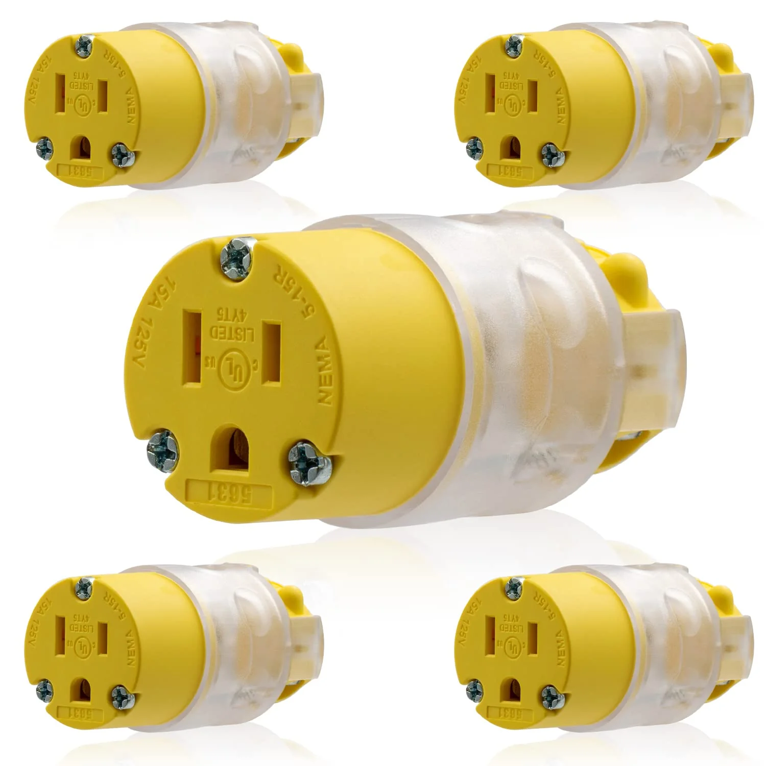 15A 125V, Lighted Straight Blade Electrical Plug and Connector, NEMA 5-15R/P, 2-Pole 3-Wire - Image 6