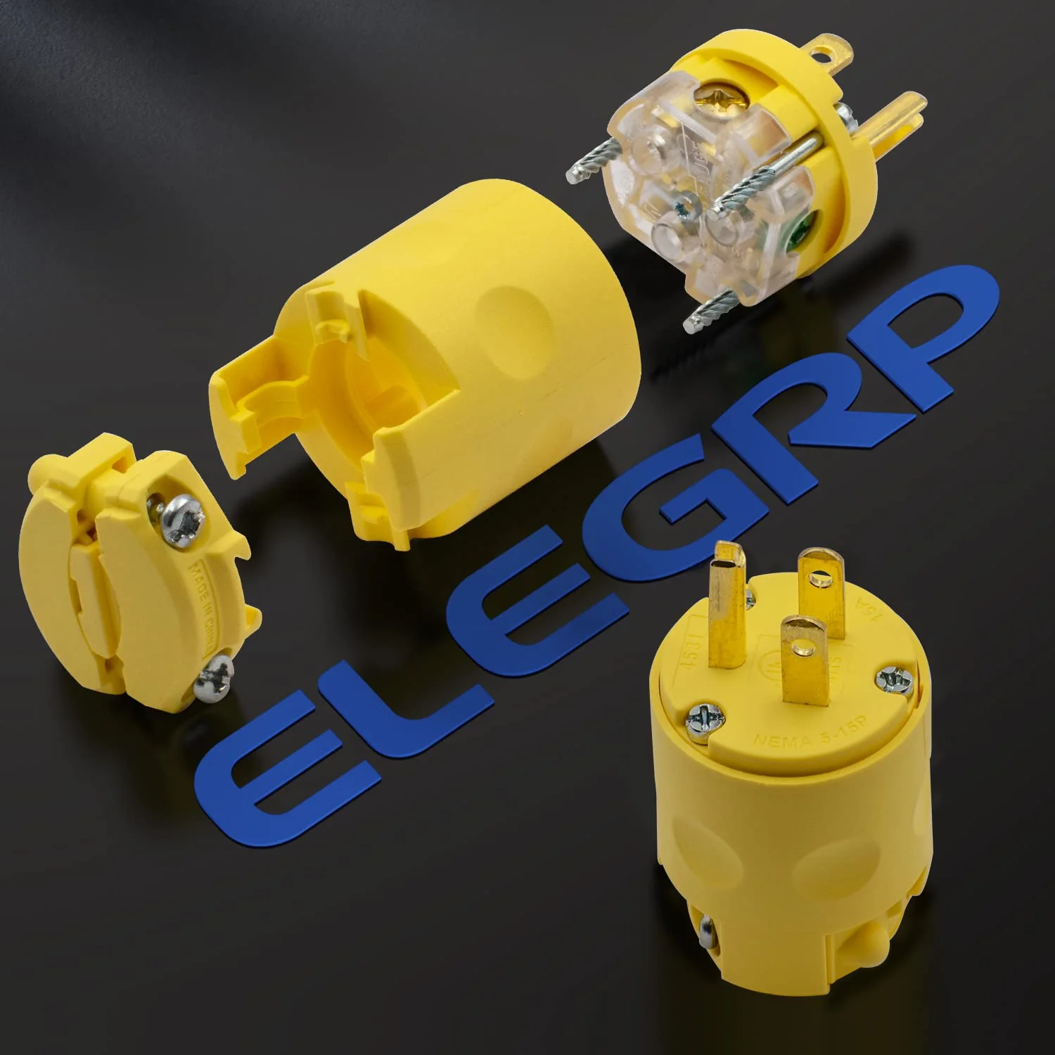 15A 125V, Straight Blade Electrical Plug and Connector, NEMA 5-15R/P, 2-Pole 3-Wire - Image 3