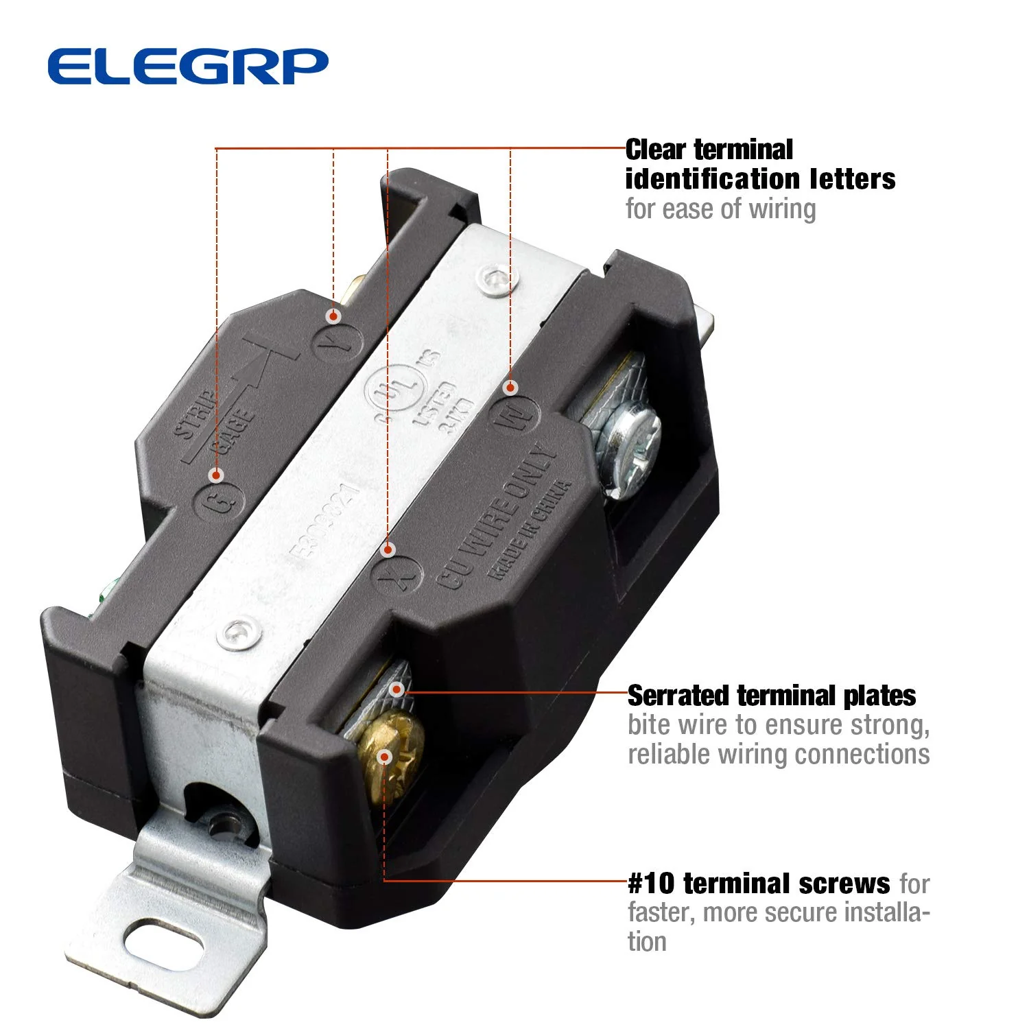 20A 125/250V, Twist Lock Plug and Connector Set, NEMA L14-20, 2-Pole 3-Wire - Image 10