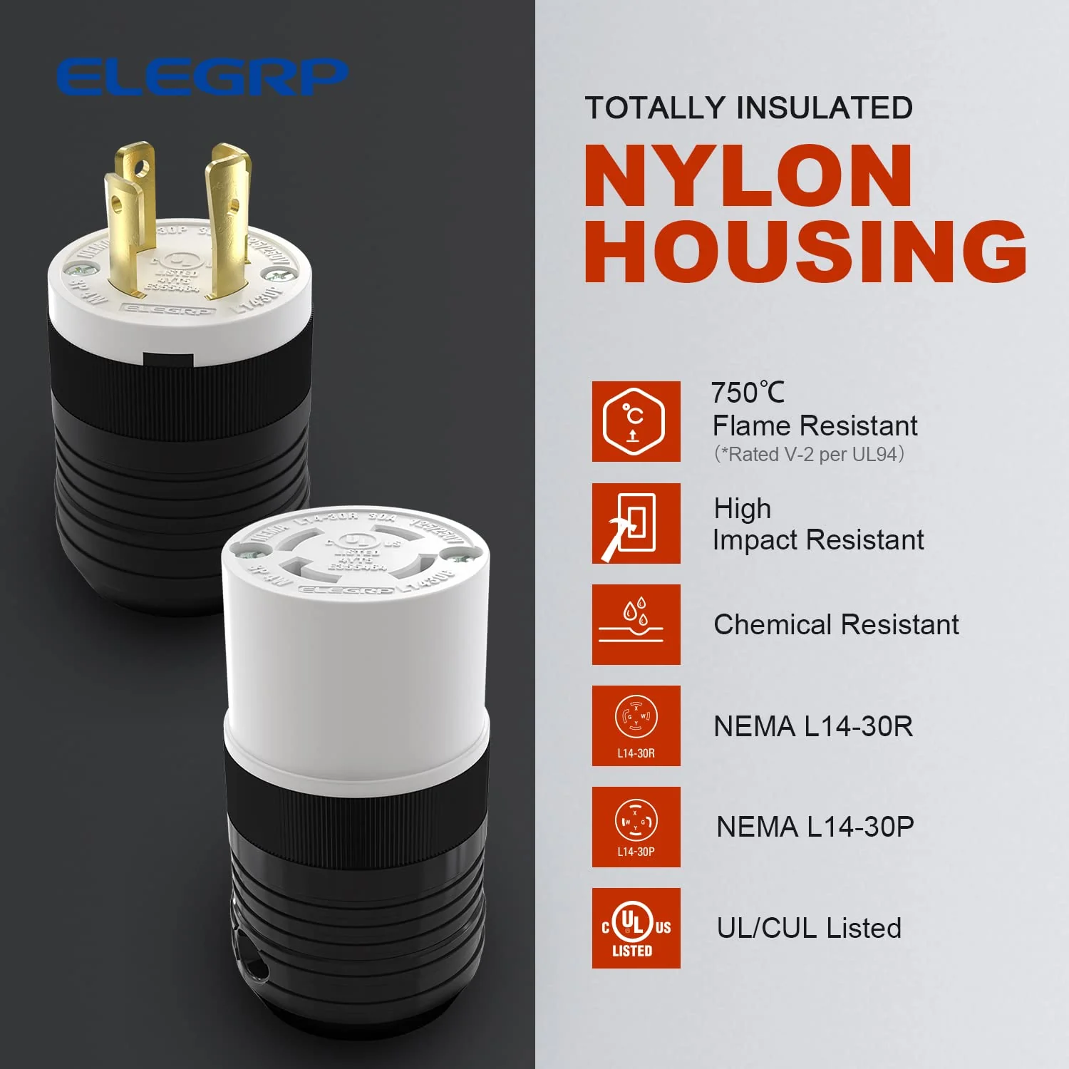 30A 125/250V, Twist Lock Plug and Connector Set, NEMA L14-30, 2-Pole 3-Wire - Image 7