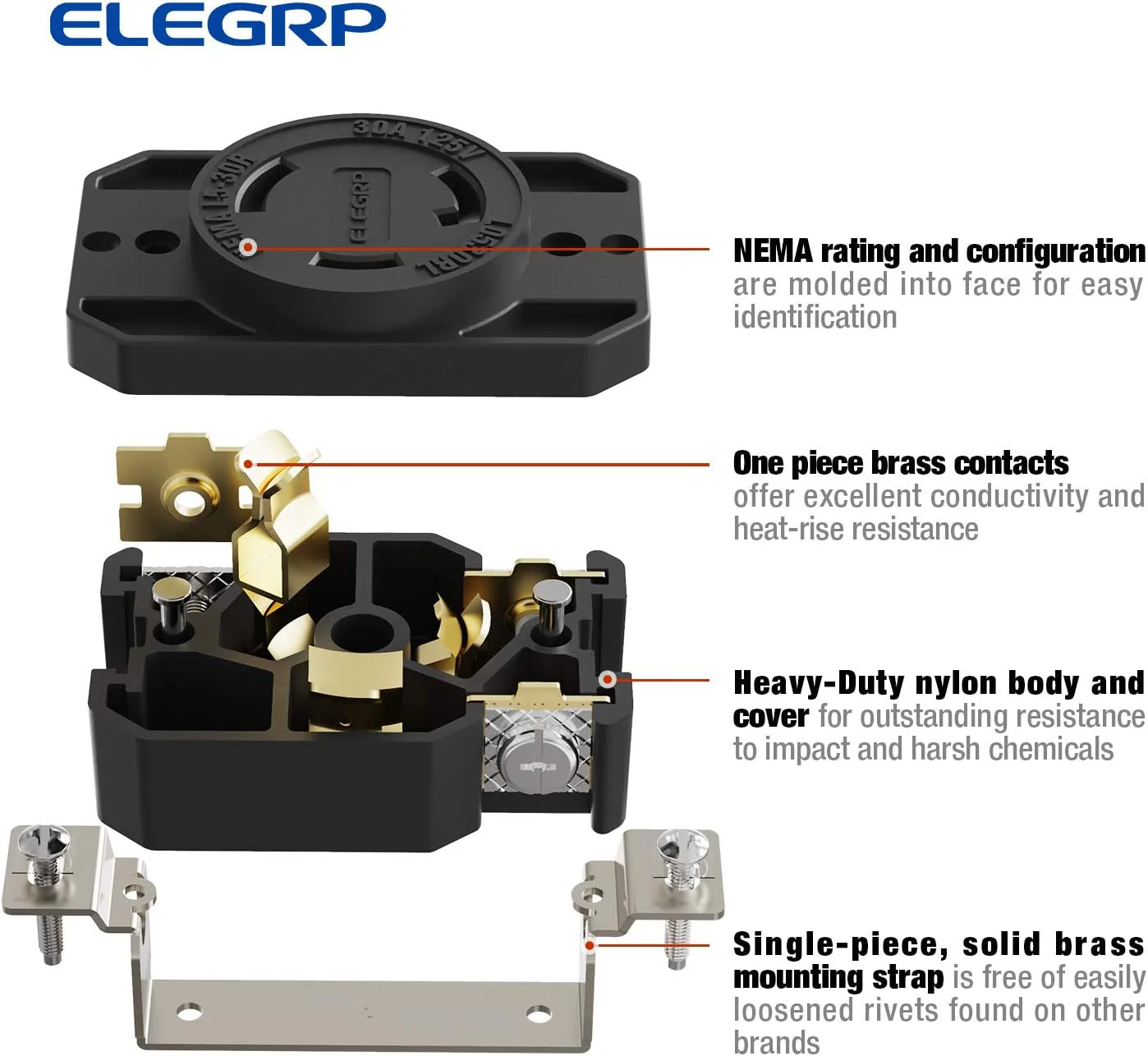 30A 125V, Twist Lock Plug and Connector Set, NEMA L16-20, 2-Pole 3-Wire - Image 11