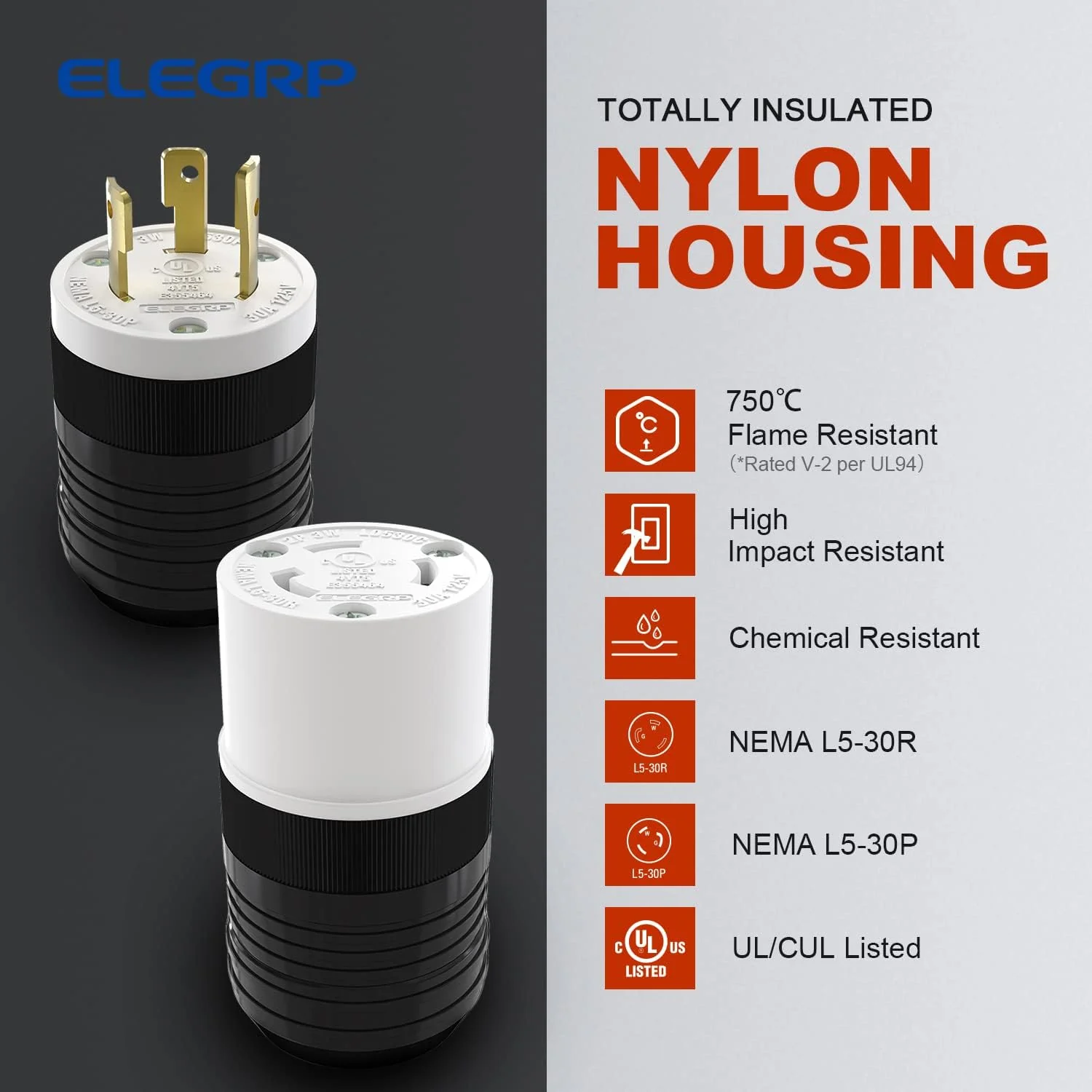 30A 125V, Twist Lock Plug and Connector Set, NEMA L16-20, 2-Pole 3-Wire - Image 4
