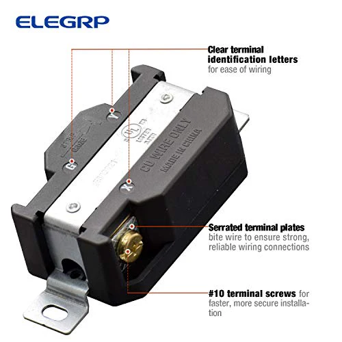 30A 250V, NEMA L6-30R Twist Lock Outlet, 3 Pole 4 Wire Grounding - Image 3