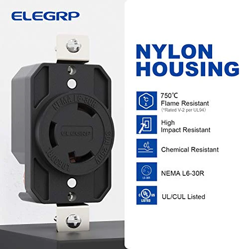 30A 250V, NEMA L6-30R Twist Lock Outlet, 3 Pole 4 Wire Grounding - Image 5