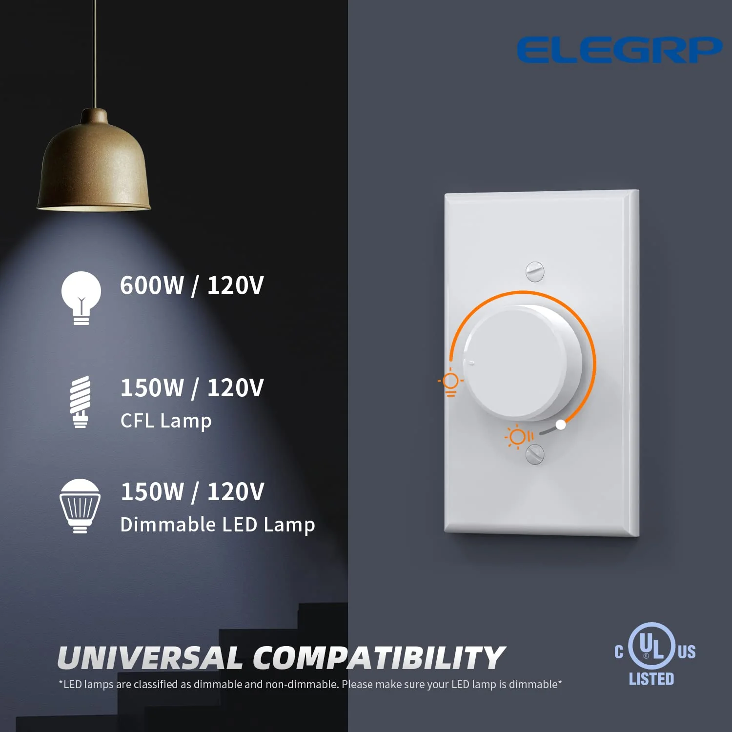 Rotary Dimmer Switch for LED/CFL/Incandescent Bulbs, Single Pole/3-Way - Image 9