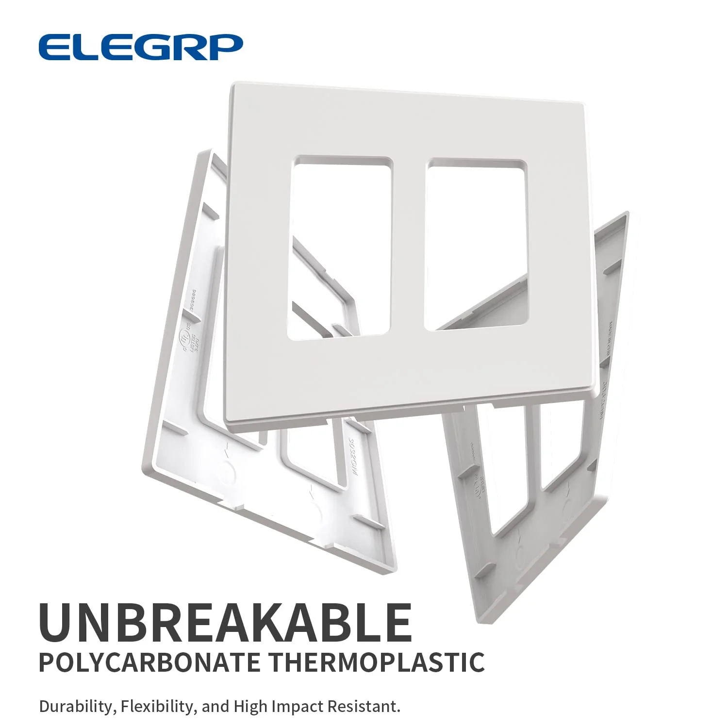 ELEGRP Screwless Decorative Receptacle Wall Plate Covers, Matte Finish, 1-Gang, 2-Gang, 3-Gang , Unbreakable Thermoplastic - Image 17