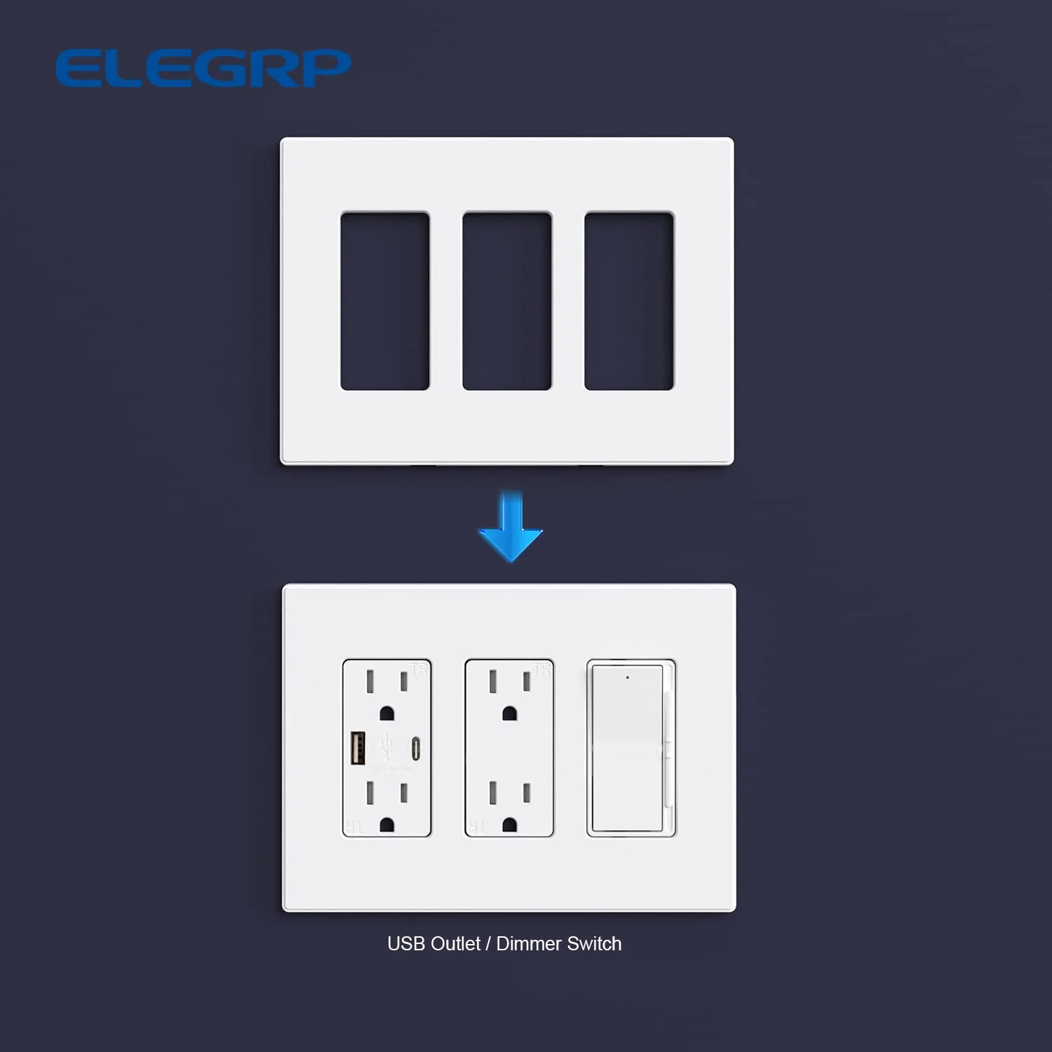 ELEGRP Screwless Decorative Receptacle Wall Plate Covers, Matte Finish, 1-Gang, 2-Gang, 3-Gang , Unbreakable Thermoplastic - Image 21
