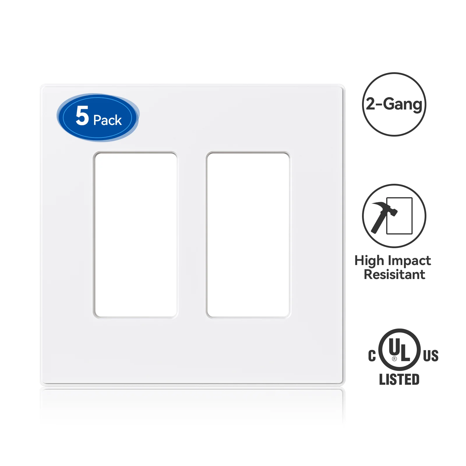 ELEGRP Screwless Decorative Receptacle Wall Plate Covers, Matte Finish, 1-Gang, 2-Gang, 3-Gang , Unbreakable Thermoplastic - Image 9