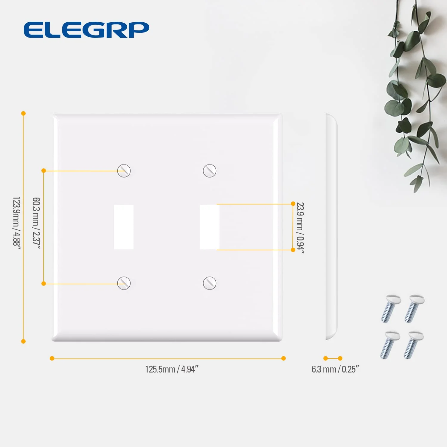ELEGRP Toggle Switch Wall Plates, Mid-Size 1-Gang & 2-Gang Unbreakable Thermoplastic Covers for Toggle Dimmer Switches, UL Listed - Image 12