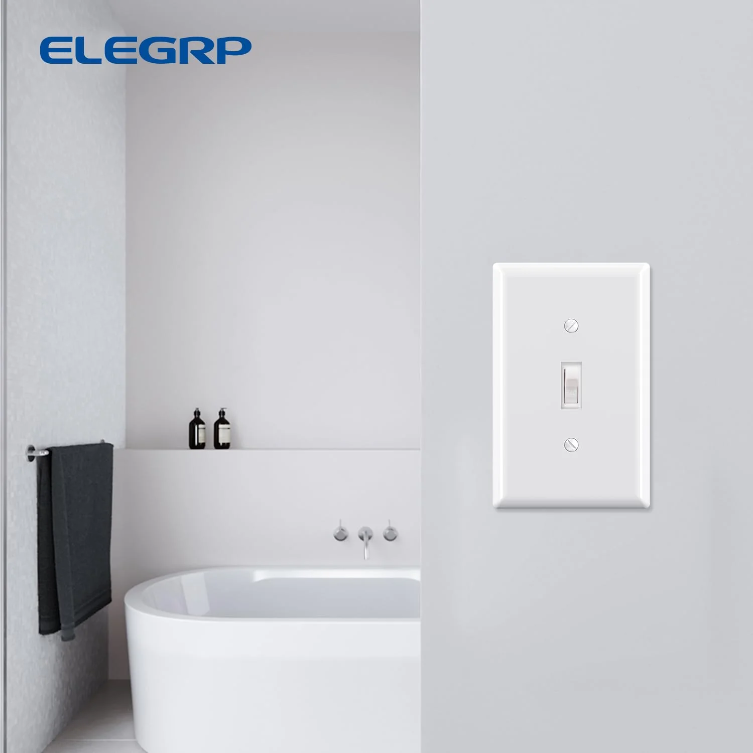 ELEGRP Toggle Switch Wall Plates, Mid-Size 1-Gang & 2-Gang Unbreakable Thermoplastic Covers for Toggle Dimmer Switches, UL Listed - Image 7
