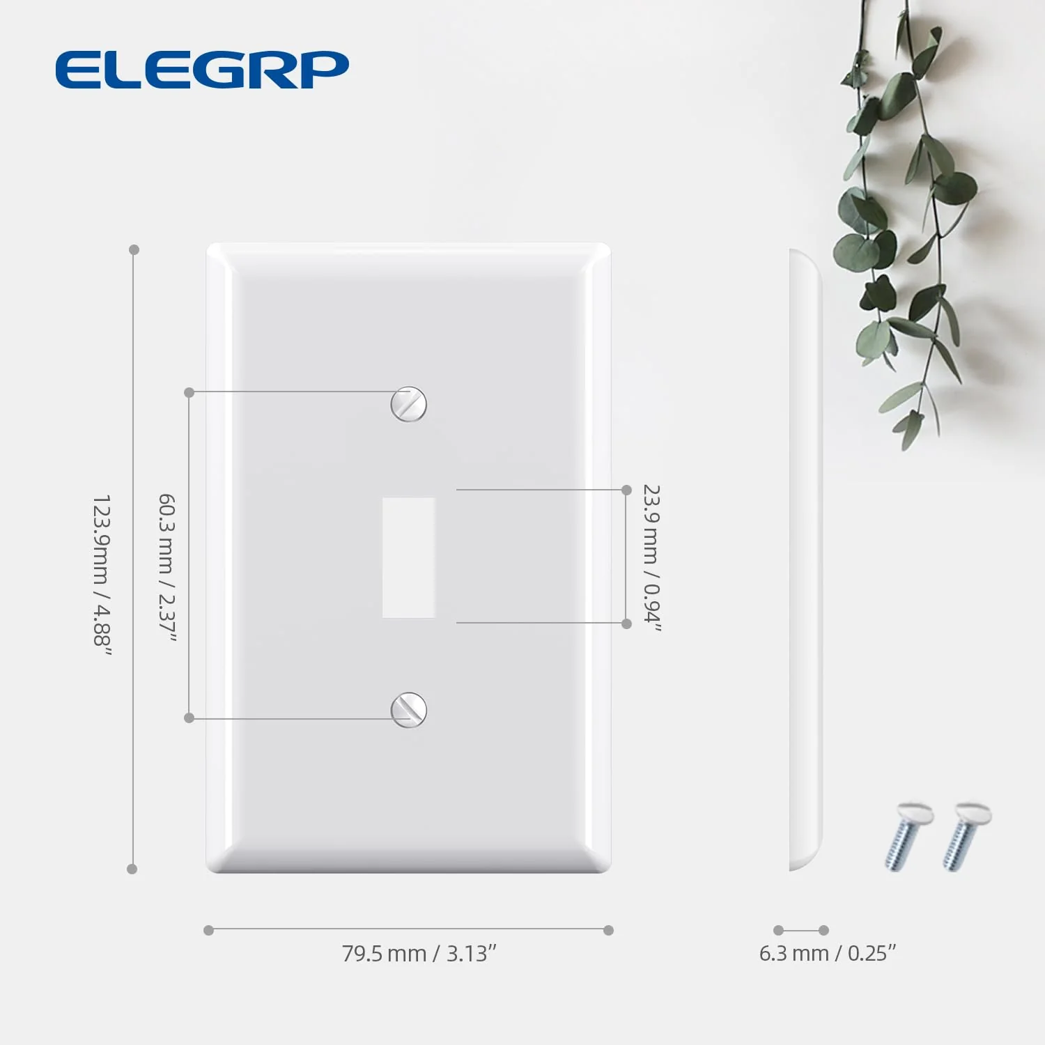ELEGRP Toggle Switch Wall Plates, Mid-Size 1-Gang & 2-Gang Unbreakable Thermoplastic Covers for Toggle Dimmer Switches, UL Listed - Image 8