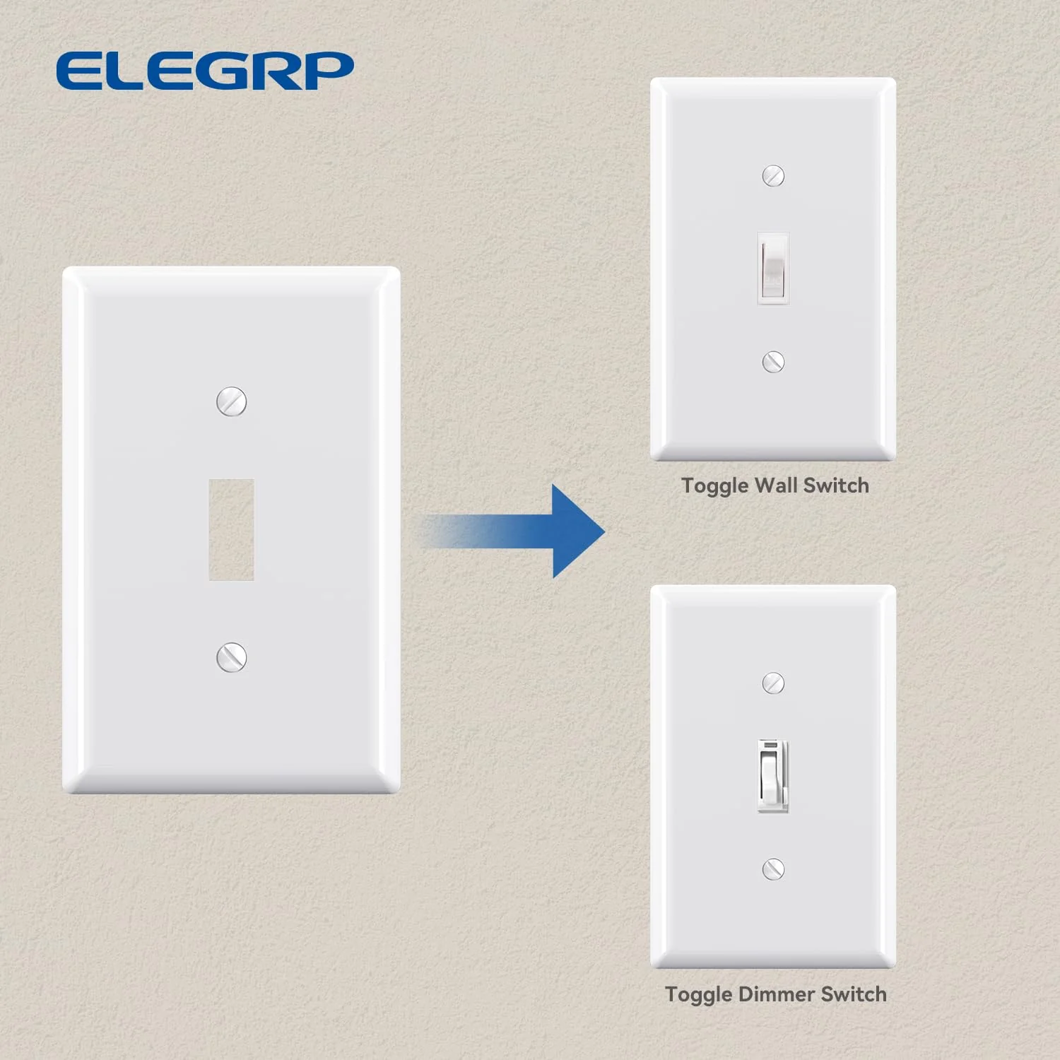 ELEGRP Toggle Switch Wall Plates, Mid-Size 1-Gang & 2-Gang Unbreakable Thermoplastic Covers for Toggle Dimmer Switches, UL Listed - Image 9