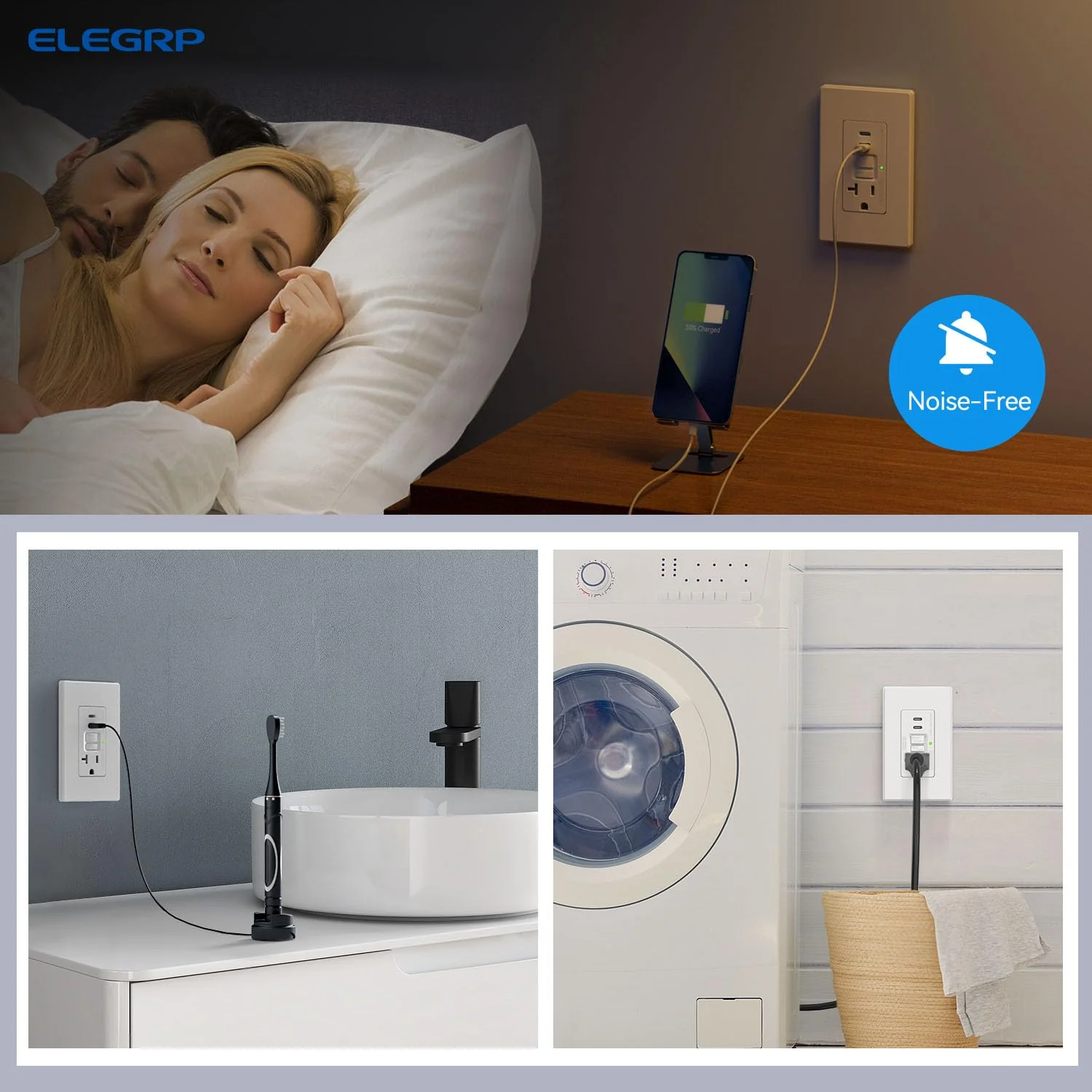 GFCI Outlet with USB Type C/C Ports, 15A/20A 125V 24W, Tamper-Resistant - Image 4