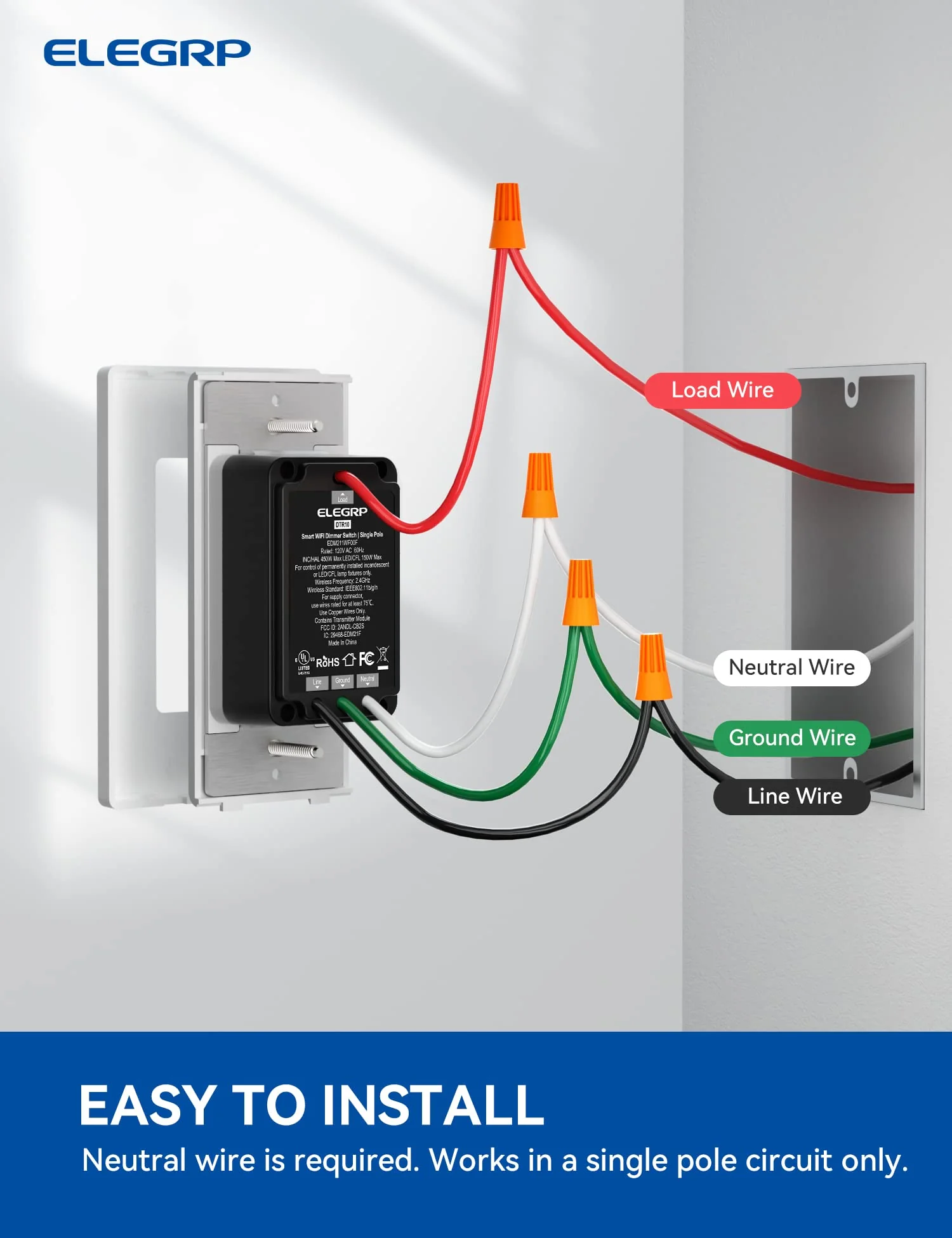 Wi-Fi Smart Touch Dimmer Switch with Hidden LED Indicator, Single Pole/3-Way - Image 10