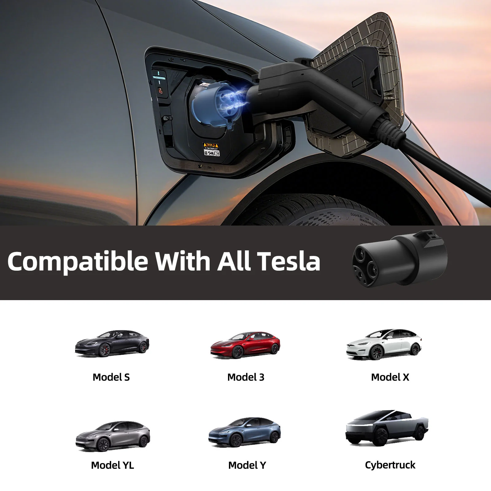 EV Charging Adapter 80A 250V AC, J1772 Charger to NACS Vehicle - Image 4