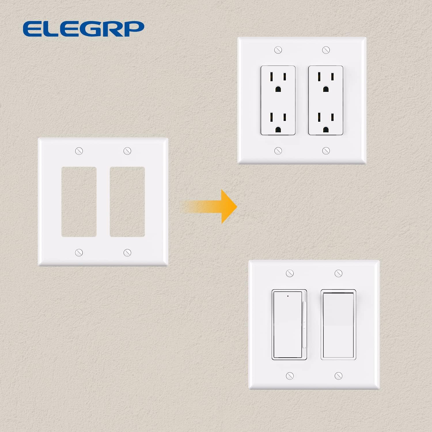 ELEGRP Glossy  1-Gang 2-Gang 3-GangMid-Size Wall Plate, 5 Pack - Image 12