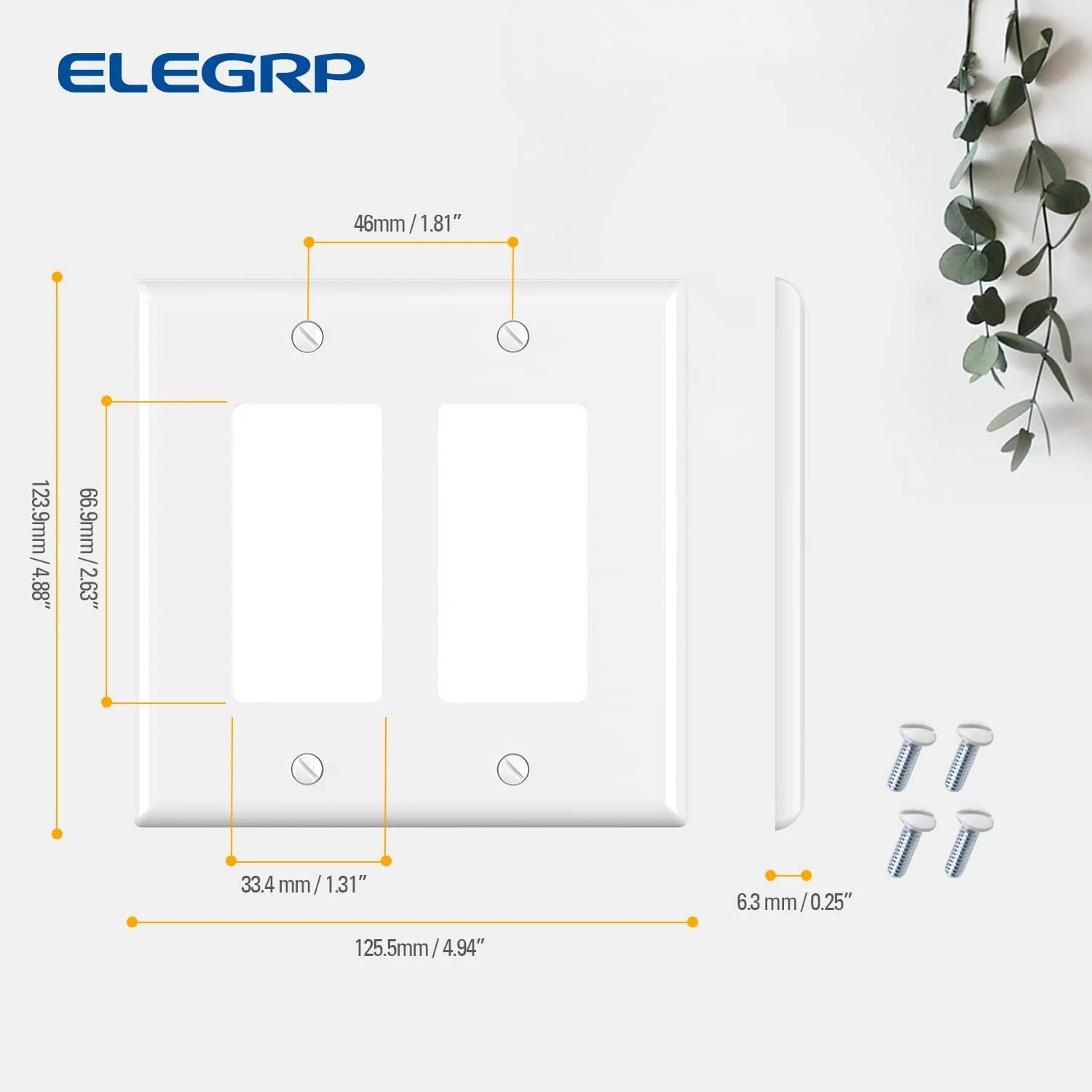 ELEGRP Glossy  1-Gang 2-Gang 3-GangMid-Size Wall Plate, 5 Pack - Image 13