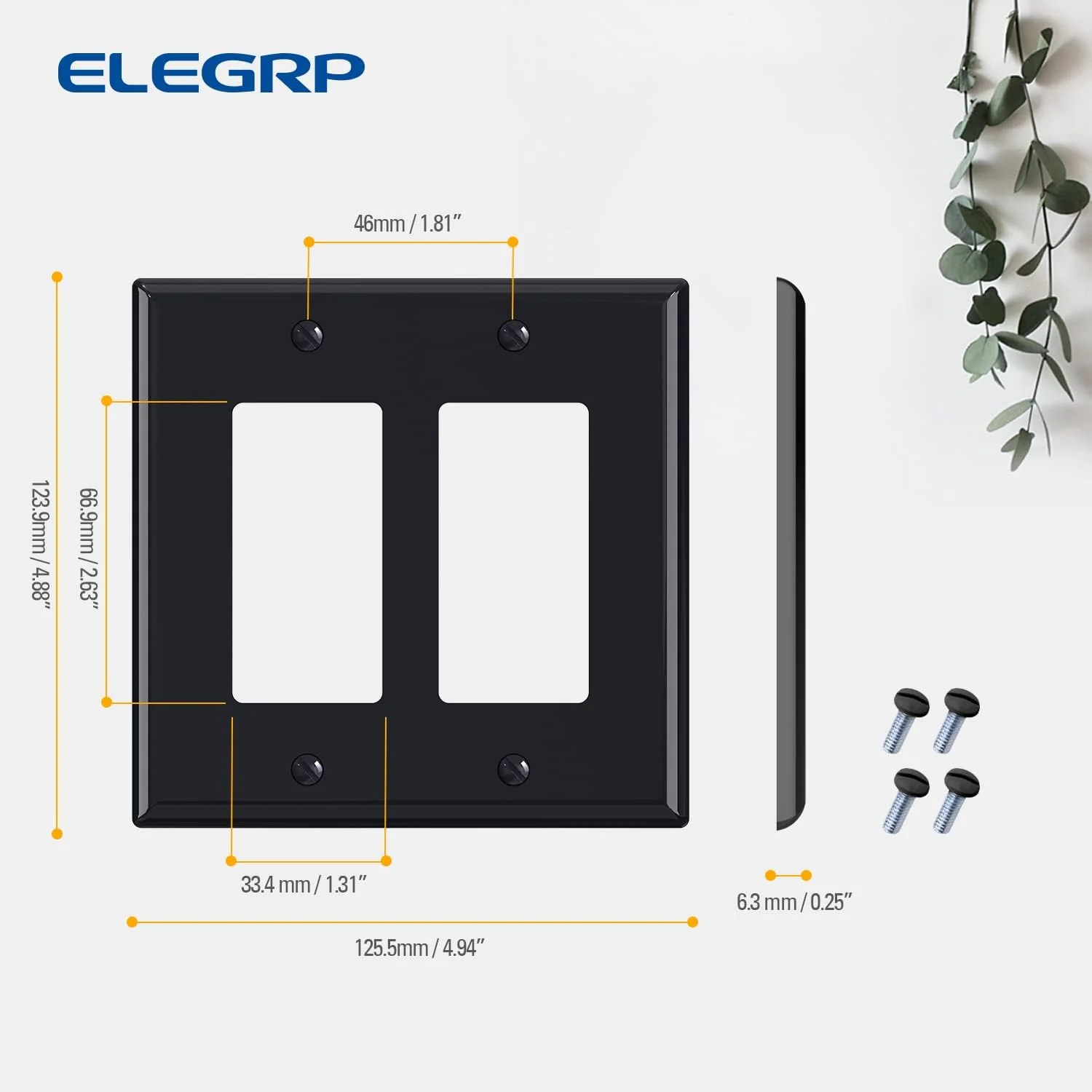 ELEGRP Glossy  1-Gang 2-Gang 3-GangMid-Size Wall Plate, 5 Pack - Image 20