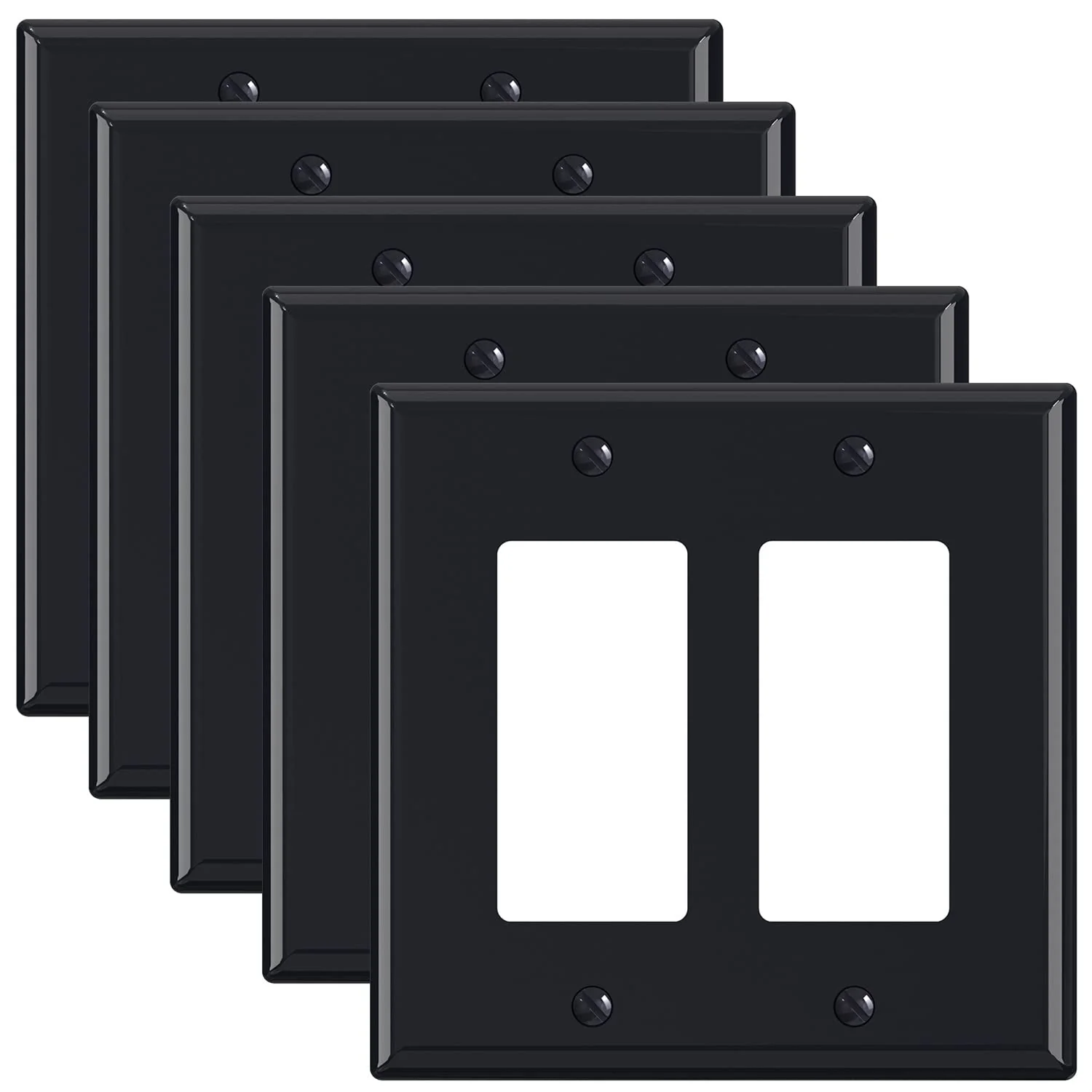 ELEGRP Glossy  1-Gang 2-Gang 3-GangMid-Size Wall Plate, 5 Pack - Image 4