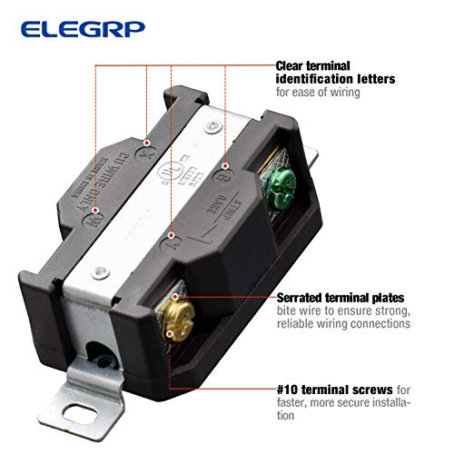ELEGRP Twist Lock Outlets Nema L14-30R 3 Pole 4 Wire Grounding 30A 125-250V - Image 3