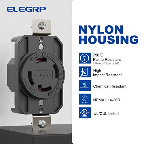 ELEGRP Twist Lock Outlets Nema L14-30R 3 Pole 4 Wire Grounding 30A 125-250V - Image 5